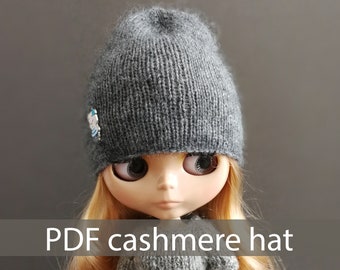 PDF knit doll pattern Cashmere knitted hat for Blythe dolls Digital Download Pattern instruction