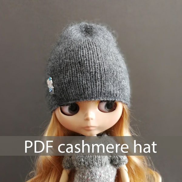 PDF knit doll pattern Cashmere knitted hat for Blythe dolls Digital Download Pattern instruction