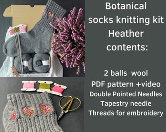 Sockenstrick Kit Botanische Socken Heather inklusive garnnadeln Anleitung & Video Ostern Geschenkidee I Love My Moms Idee Kits für Anfänger