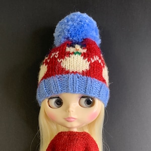 Weihnachtsmütze für Blythe Puppe Schneemann Gestrickte Blythe Hut Weihnachtsgeschenk