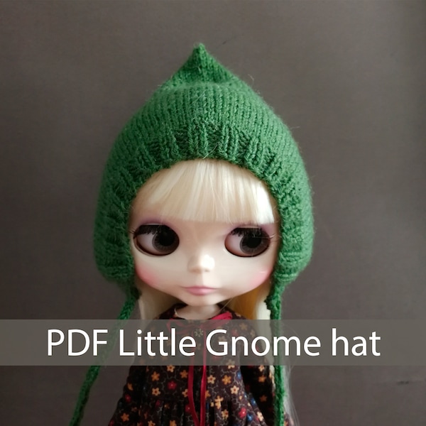 Little Gnome hat Blythe doll pattern hat for Blythe dolls Blythe doll PDF file Download Pattern  tutorial Blythe doll knitted hat