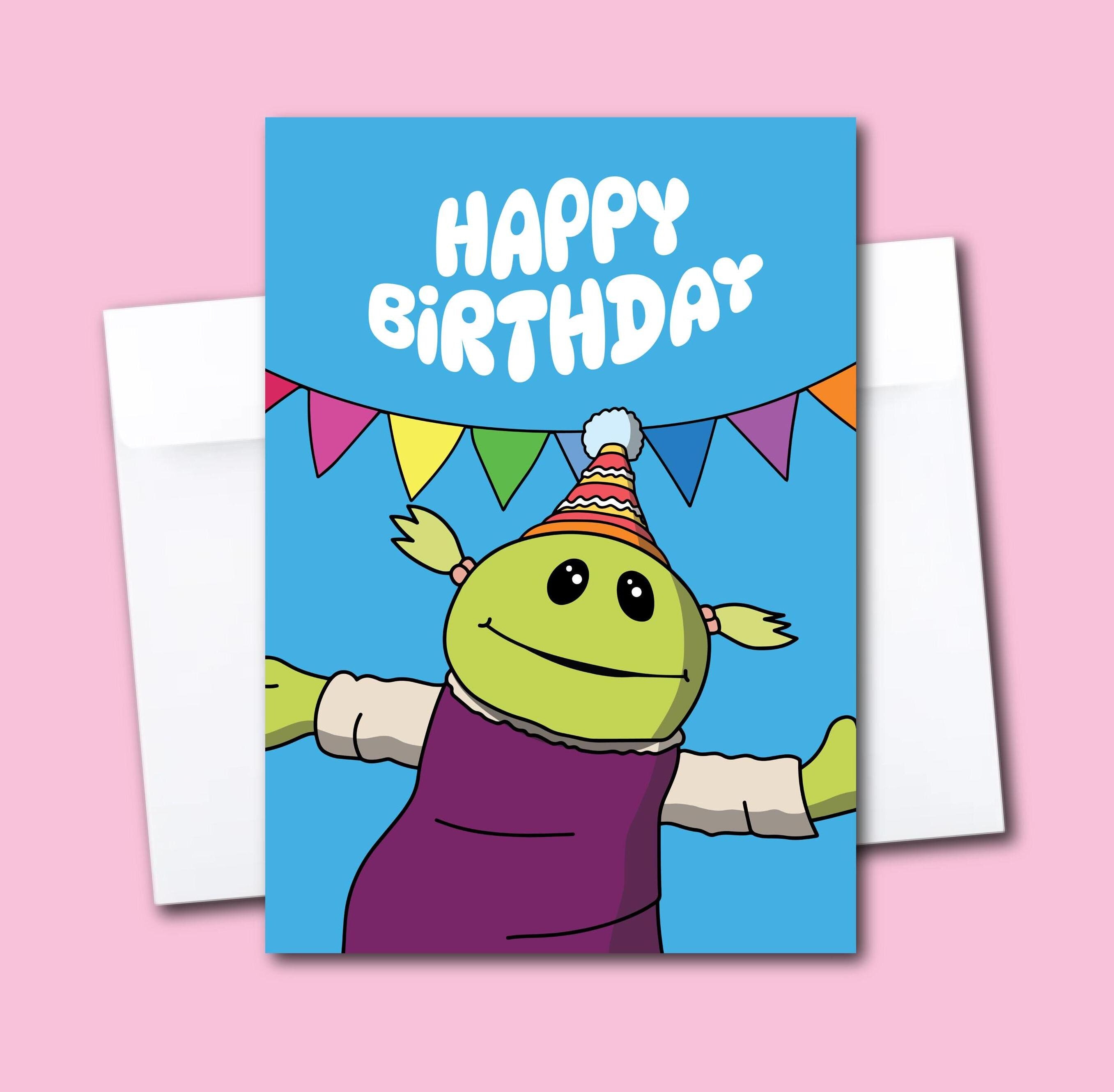 Nanalan' Birthday Card | Mona in a Party Hat Illustration | Blank
