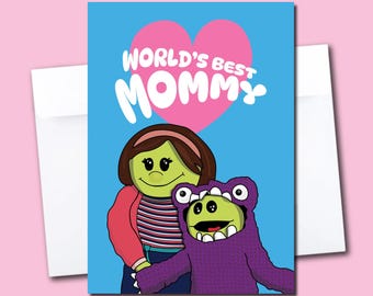 World&#39;s Best Mommy Card | Nanalan&#39; Illustration | Blank Greeting Card with Envelope | Mother&#39;s Day | Birthday