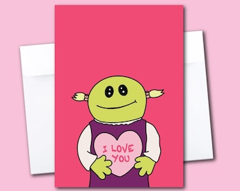 Nanalan' "I Love You" Card | Blank with Envelope | Anniversary | Valentine's Day