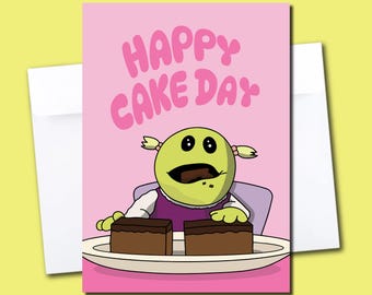 Nanalan' Birthday Card | Happy Cake Day Illustration | Blank Greeting Card with Envelope | Celebration
