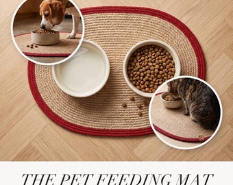 Futternapfmatte für Hunde, rote Jute-Futtermatte für Futter- und Wassernäpfe, Küchenmatte für Katzen und Hunde, 4 Größen von 40 x 30 cm bis 70 x 55 cm