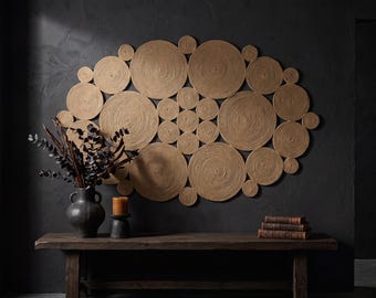 Handwoven Jute Oval Mandala Wall Art, Boho Farmhouse Medallion Decor