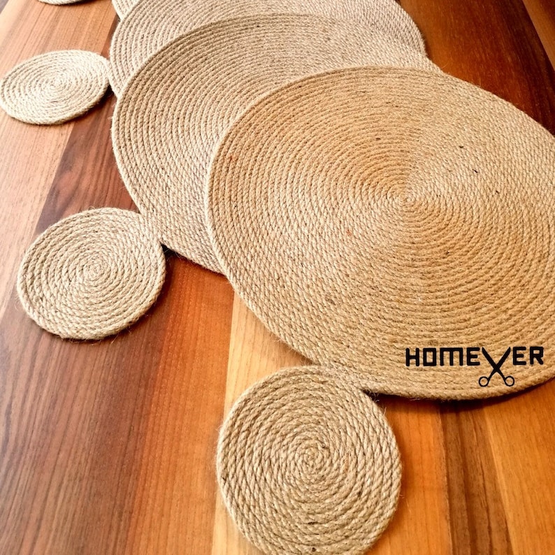 Modern Rustic Home Decor Farmhouse Tablemats Set Rustic Table Settings Boho Style Rustic Rope Placemats Set A Set of TWO