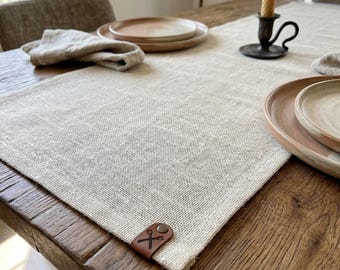 Bieżnik z naturalnej juty, rustykalna mata z tkanych włókien, wystrój jadalni w stylu rustykalnym, obrus w stylu boho, szyty bieżnik z juty, mata na wymiar