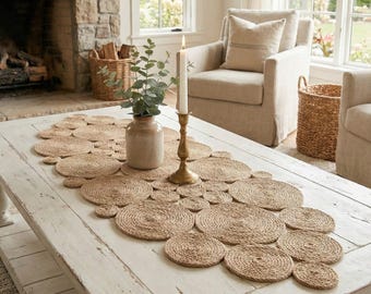 Bieżnik stołowy z juty ze spiczastym czubkiem, bieżnik kuchenny w kształcie liścia, rustykalna mata w stylu wiejskim