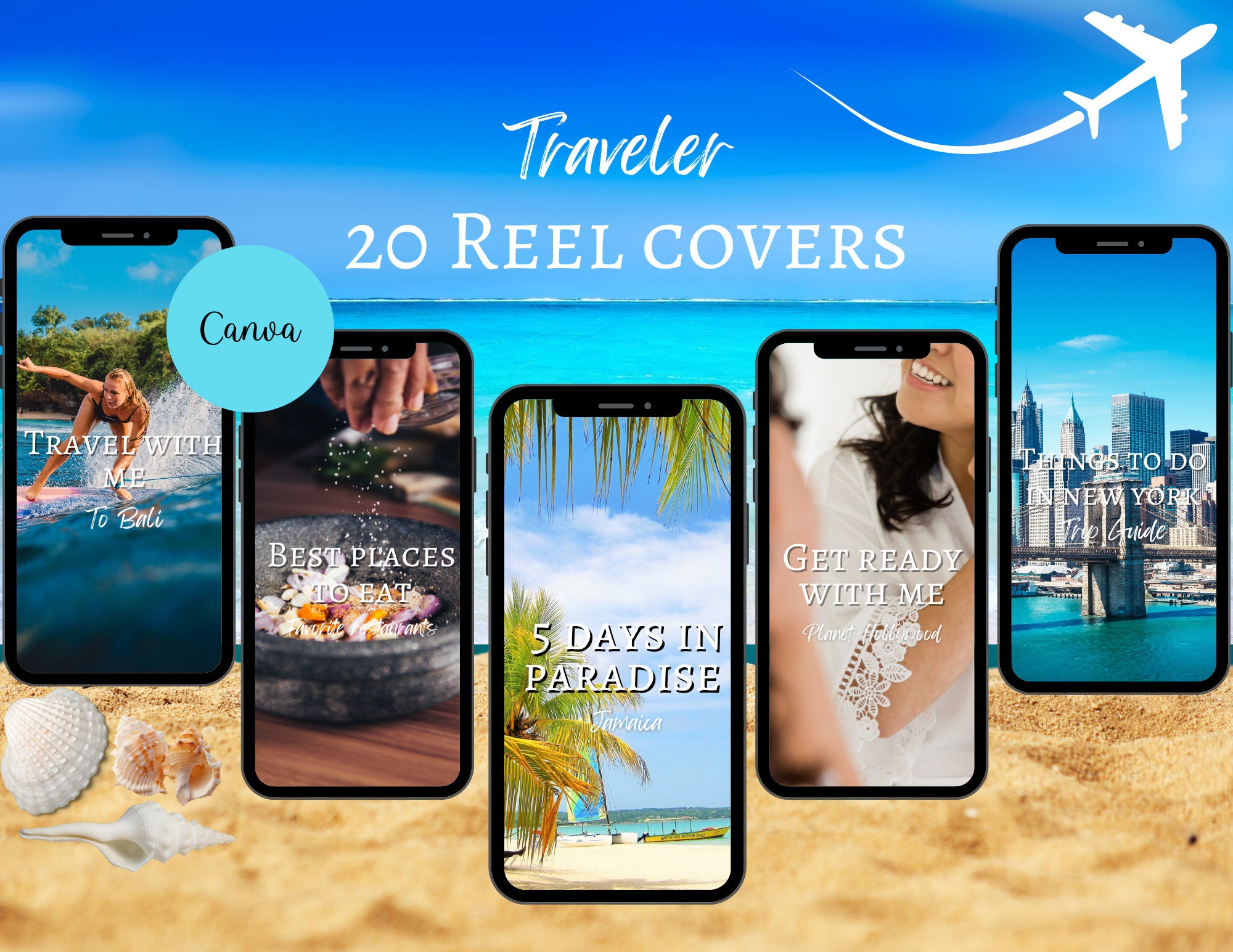 20 Instagram Reel Templates Travel Reel Covers Reel Cover Template Editable  in Canva Reel Template Cover 