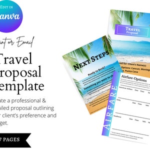 Travel Agent Proposal Template, Travel Agent Proposal, Resort Vacation Proposal, Canva Template, Travel Business, Editable Templates