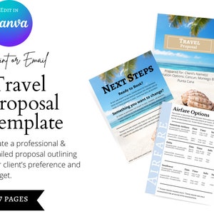 Travel Agent Proposal Template, Travel Agent Proposal, Resort Vacation Proposal, Canva Template, Travel Business, Editable Templates