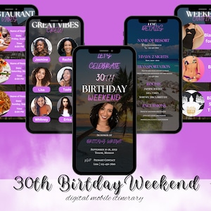 Modelo de Roteiro de Fim de Semana de Aniversário: Design Editável do Canva (Download Digital)