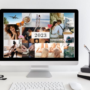 2023 Digital Vision Board Template, Desktop Background, Editable Canva Vision Board, Minimalist Vision Board