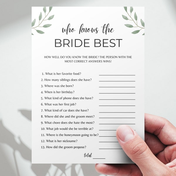 How Well Do You Know the Bride - Etsy