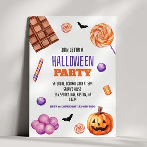 Halloween Party Invitation Template, Kids Halloween Party Invite, Halloween Birthday Invitation, Editable Printable, Digital Download