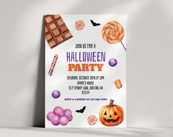 Halloween Party Invitation Template, Kids Halloween Party Invite, Halloween Birthday Invitation, Editable Printable, Digital Download