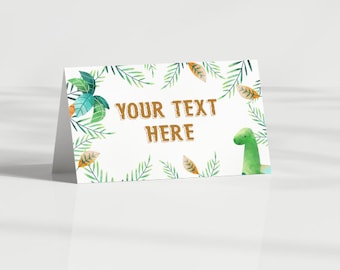 Editable Dinosaur Food Tents: Dino Birthday Party Decor (Digital Download)