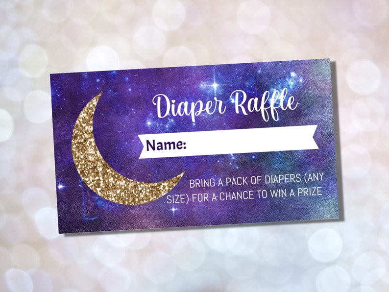 Space Theme Raffle Editable Galaxy Diaper Raffle Ticket: Outer Space Baby Shower (digital ...