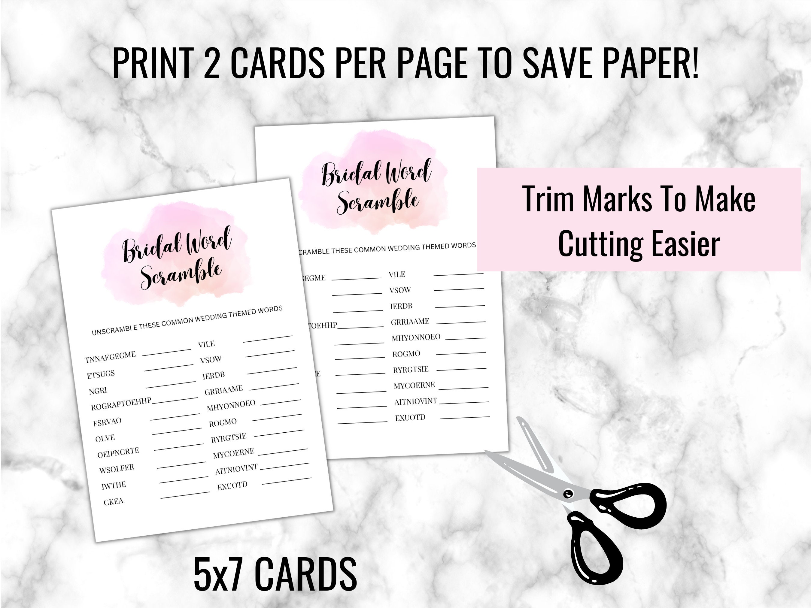 Word Scramble Bridal Shower Game Template, Bachelorette Party Games ...