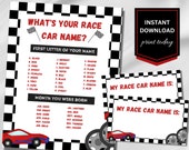 Race Car Birthday Party Game: What's Your Name Activity (Digital Download)