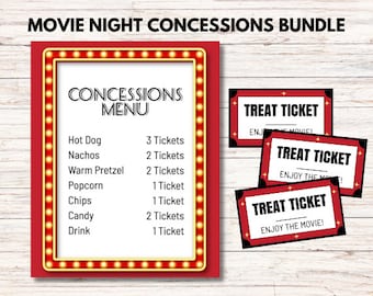 Bundel met menu en tickets voor filmavondconcessies (digitale download)