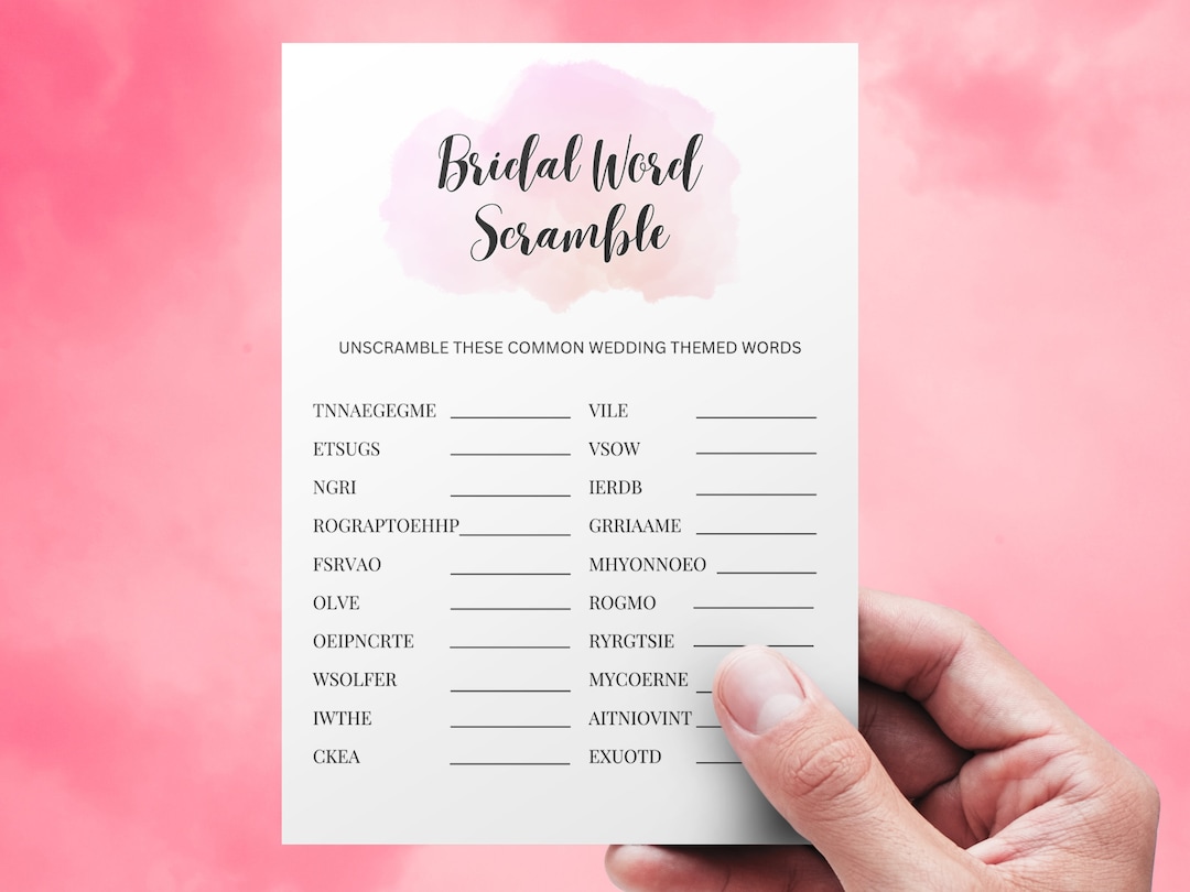Word Scramble Bridal Shower Game Template, Bachelorette Party Games ...