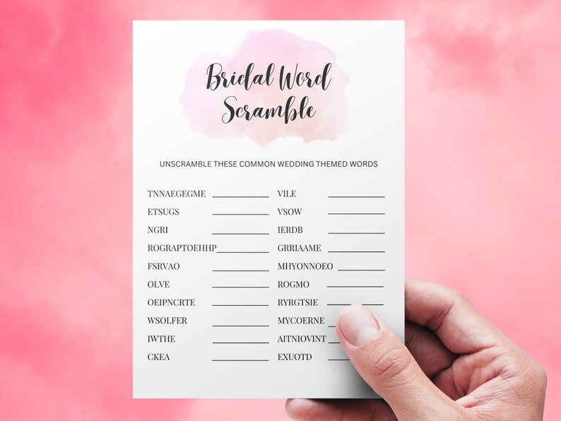 Word Scramble Bridal Shower Game Template, Bachelorette Party Games ...