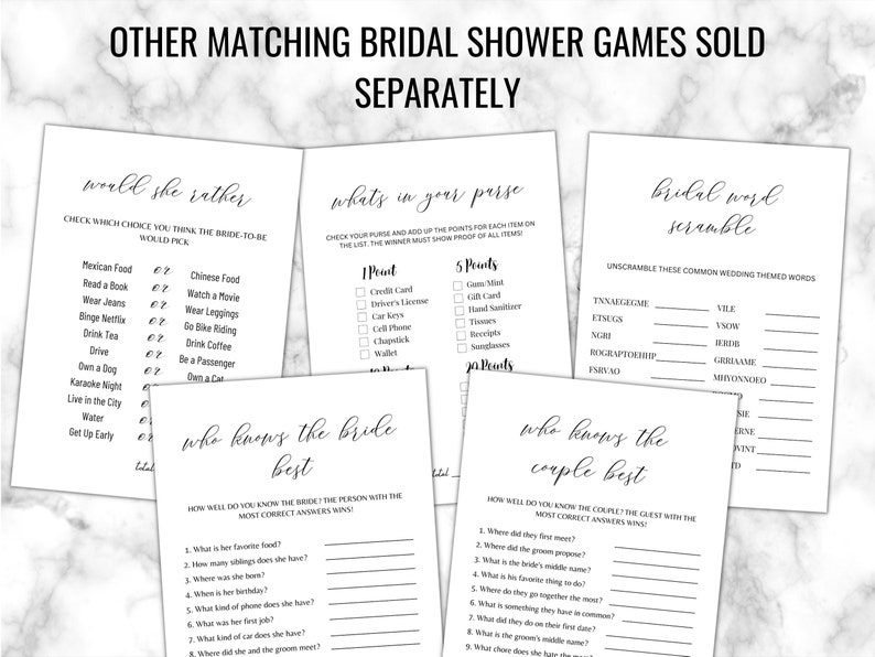 Word Scramble Bridal Shower Game Template, Bachelorette Party Games ...