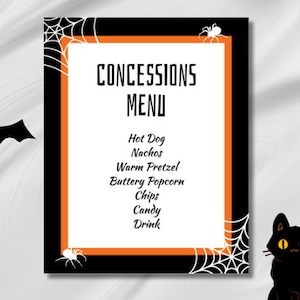 Halloween Movie Night Concessions Menu Sign (Digital Download)
