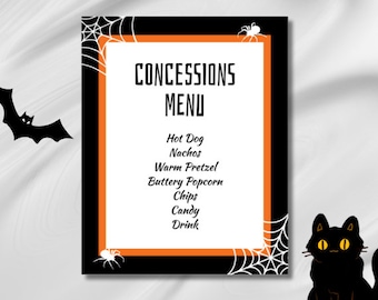 Halloween Movie Night Concessions Menu Sign (Digital Download)