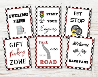 Twee snelle verjaardagsborden: racewagenfeestdecor (digitale download)