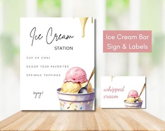 Ice Cream Bar Sign: Printable Dessert Station Decor (Digital Download)