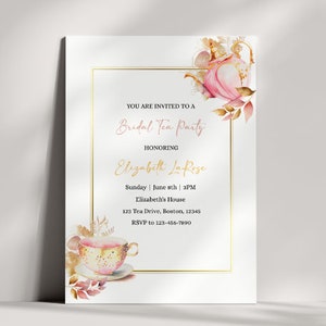 Elegant Tea Party Invitation: Bridal, Birthday, Sweet Sixteen (Digital Download)