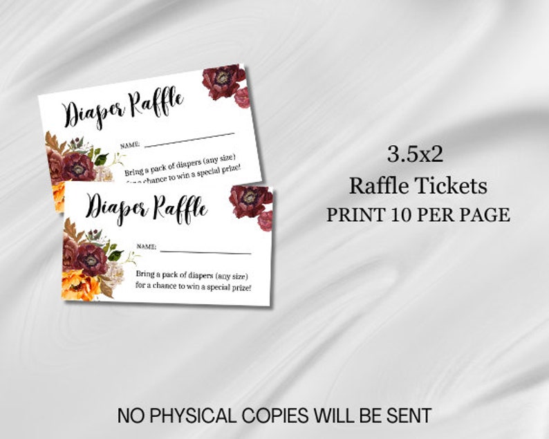 Fall Diaper Raffle Tickets Printable Fall Floral Diaper Raffle Ticket: Baby Shower Game (digital Download ...