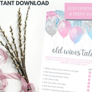 Old Wives Tales Gender Reveal Game: Baby Shower Activity (Instant Download)