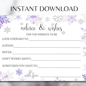 Ratschläge und Wünsche für Eltern zu sein, Ratschläge für Mama-To-Be, Winter-Baby-Dusche-Wünsche, Printable Instant Download, Baby-Dusche-Aktivitäten