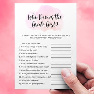 Who Knows the Bride Best Game, How Well Do You Know The Bride, Bachelorette Games, Bridal Trivia, Wedding Shower Game Printable, Download