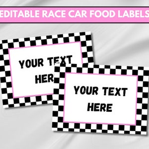 Twee fastfoodlabels, meisje twee snelle verjaardagsfeestje, roze raceauto voedseletiketten, afdrukbare Racer verjaardag decor, voedseltenten, Instant Download