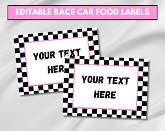 Two Fast Food Labels, Girl Two Fast Birthday Party, Pink Race Car Food Labels, Printable Racer Birthday Decor, Food Tents, Instant Download