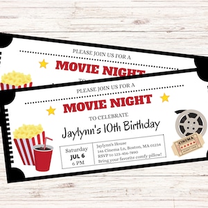 Movie Night Birthday Ticket Invitation: Editable Printable (Digital Download)