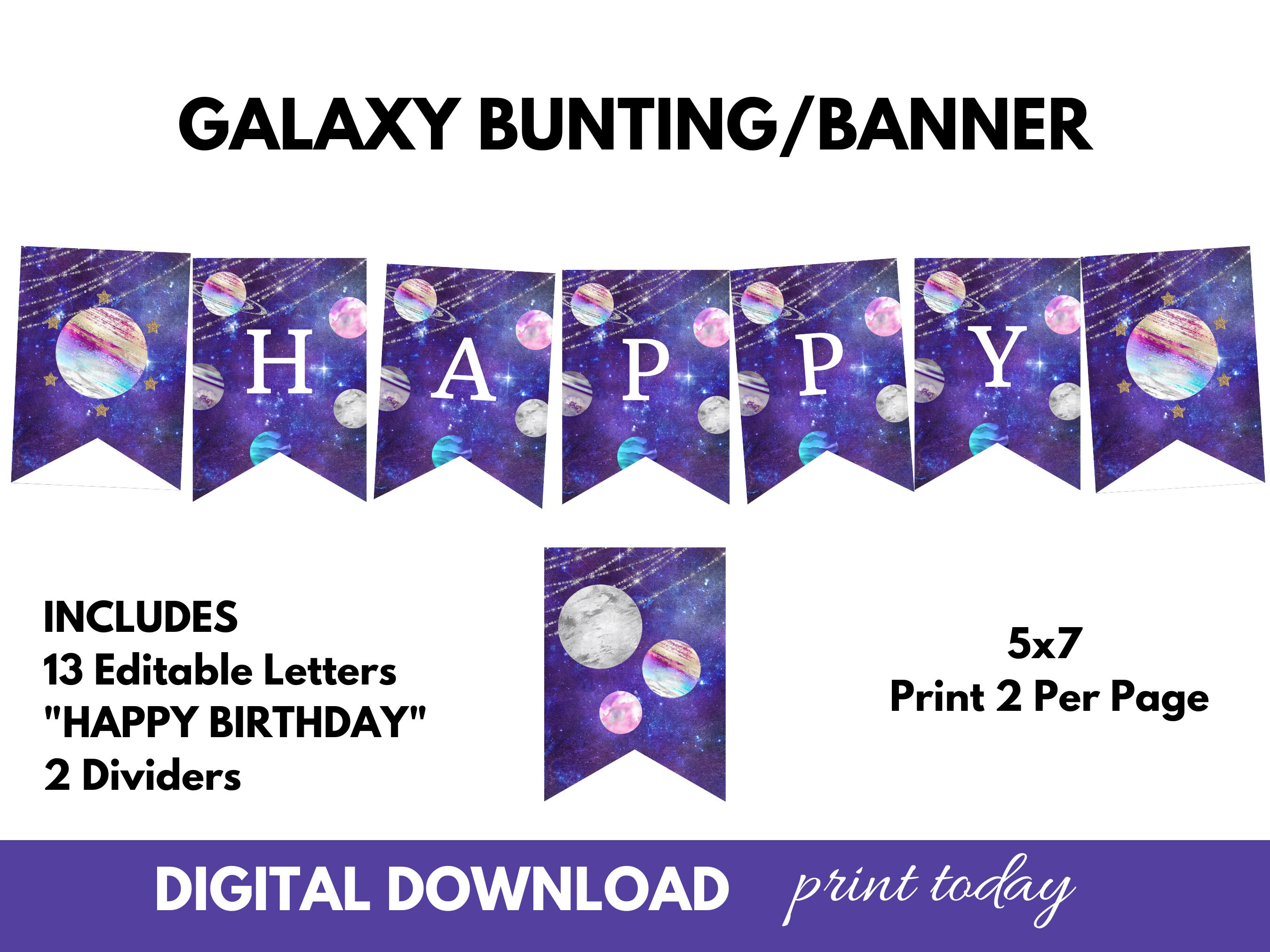 Galaxy Birthday Banner DIY Printable Bunting instant Download Etsy galaxy-birthday-banner-diy-printable-bunting-instant-download-etsy