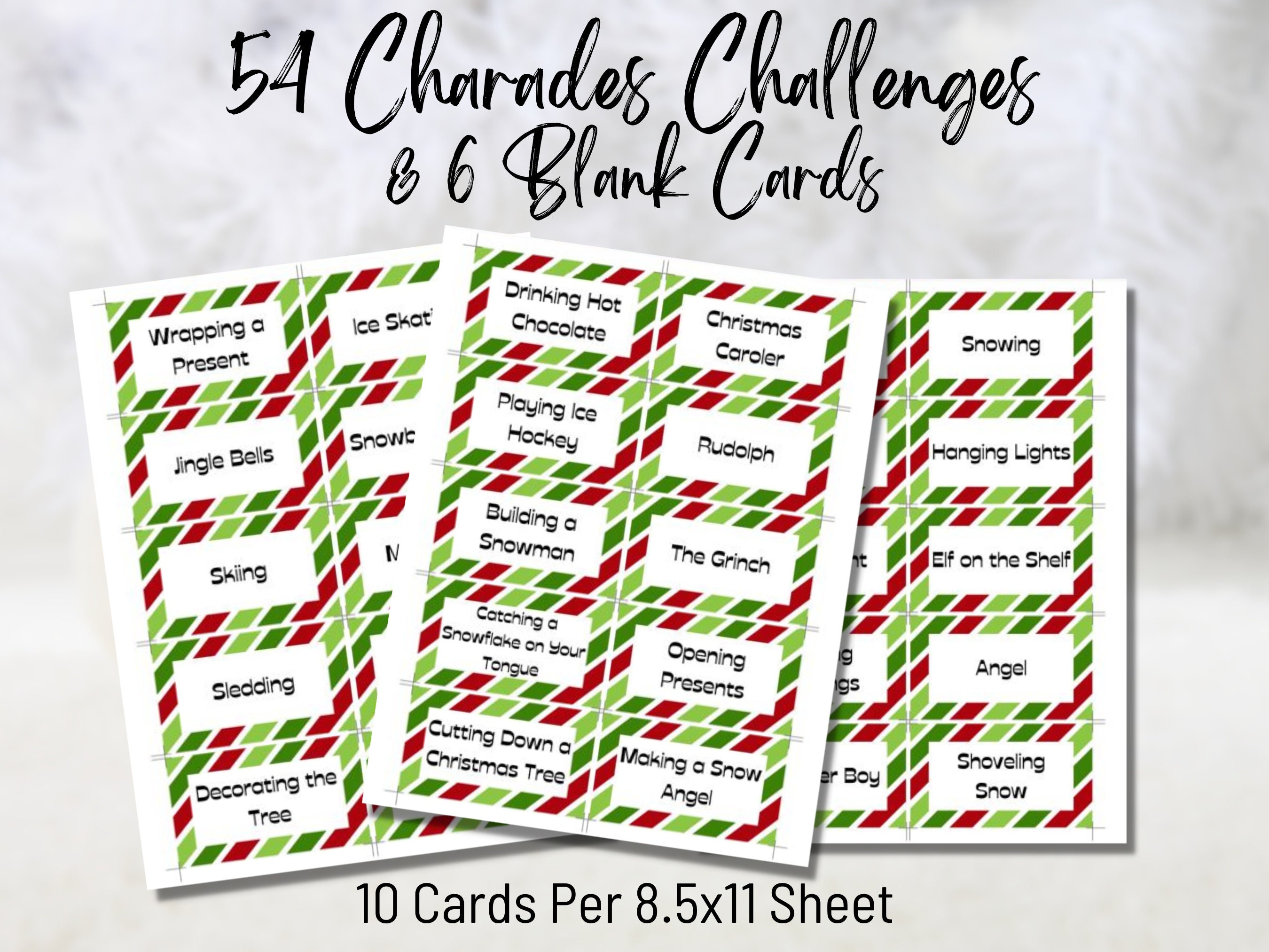 Christmas Party Game Printable, Christmas Charades Cards, Christmas ...