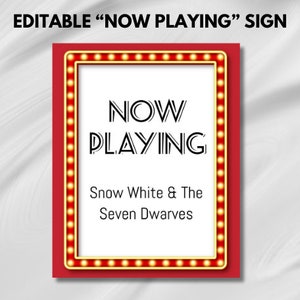 Now Playing Movie Night Sign, Now Playing Template, Movie Night Birthday, Movie Night Decorations, Family Movie Night, Instant Download