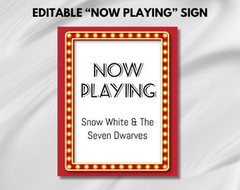 Bewerkbare sjabloon Now Playing Movie Night Sign (digitale download)