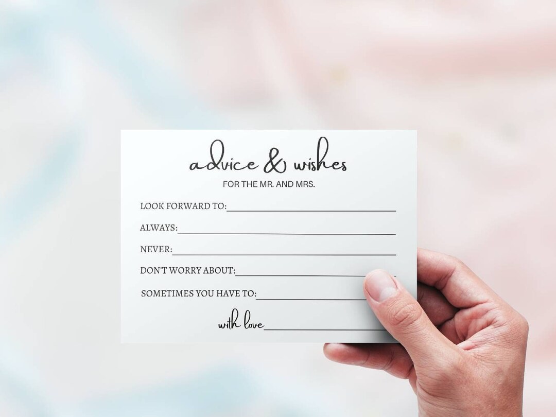Advice and Wishes for Mr. and Mrs. Cards Advice for Etsy