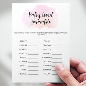 Pink Baby Shower Word Scramble Game (Digital Download)