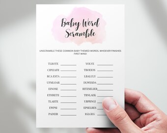 Pink Baby Shower Word Scramble Game (Digital Download)