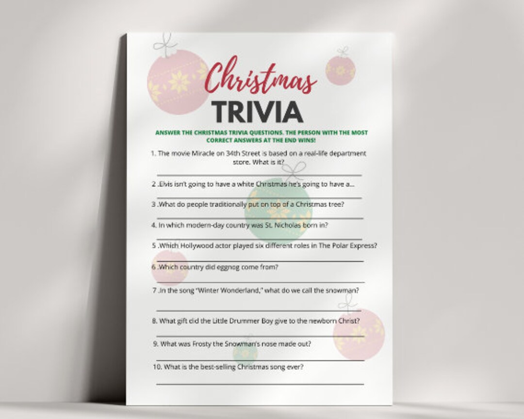 Christmas Party Game Printables, Christmas Eve Games for Adults, Christmas Games for Family